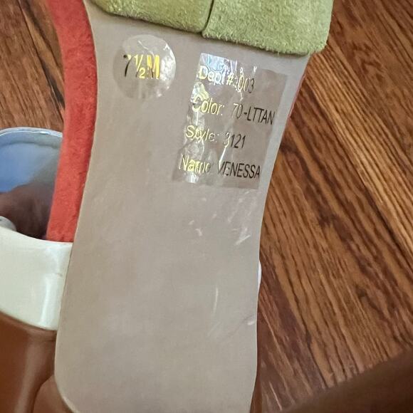 Suede Colorblock Venessa Stiletto Platform Heels Sandals Size 7.5 BackZip Boho - Picture 11 of 16